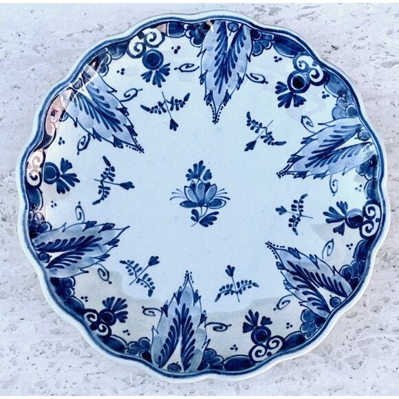 Delft Blue Floral Decorative Plates Set Of 3 Marked 1960s 1970s Ceramic READ - Picture 3 of 16